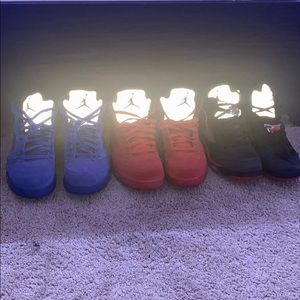 Blue suede 5s red suede 5s black satin 5s